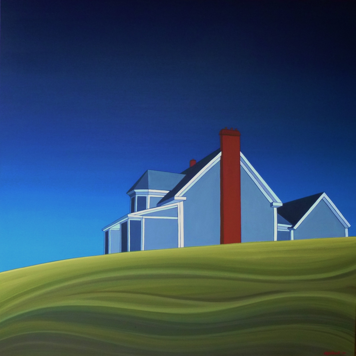 Grey house with 2 chimneys in Nova Scotia