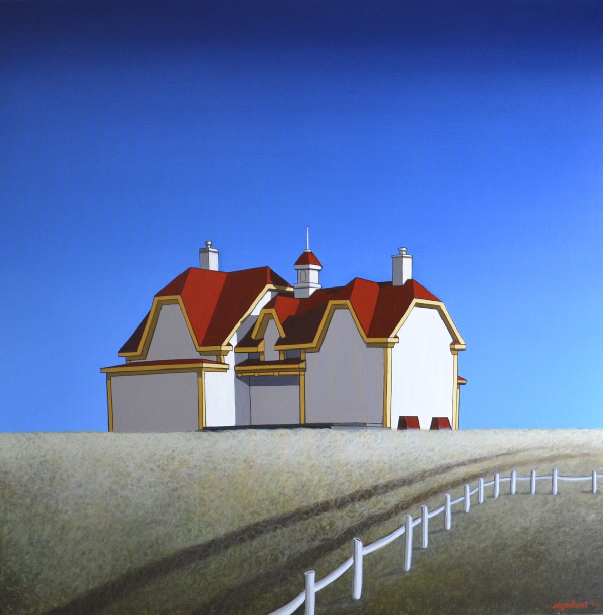 White house with red roof at the Islands