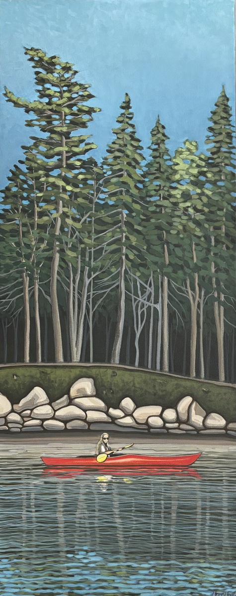 Red canoe with girl in NB