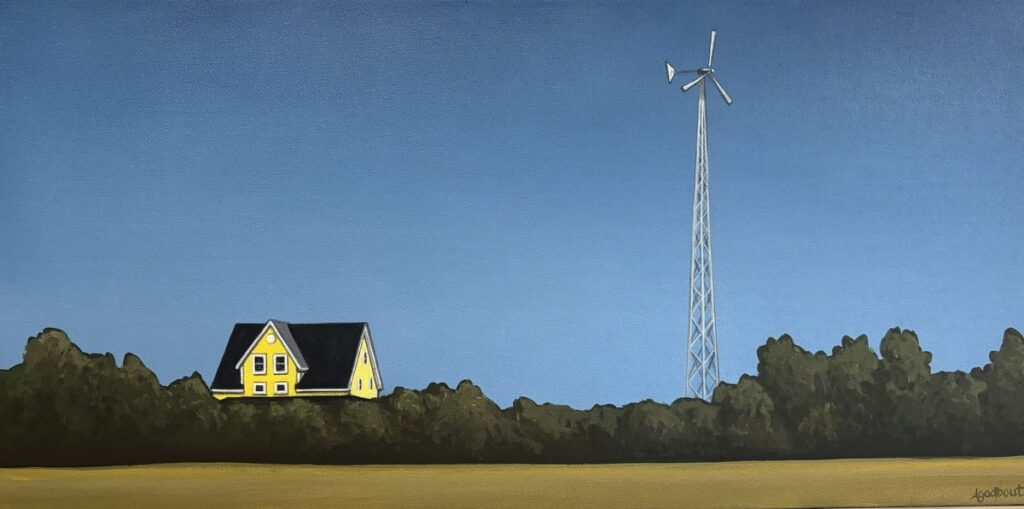 Yellow house with windmill in PEI